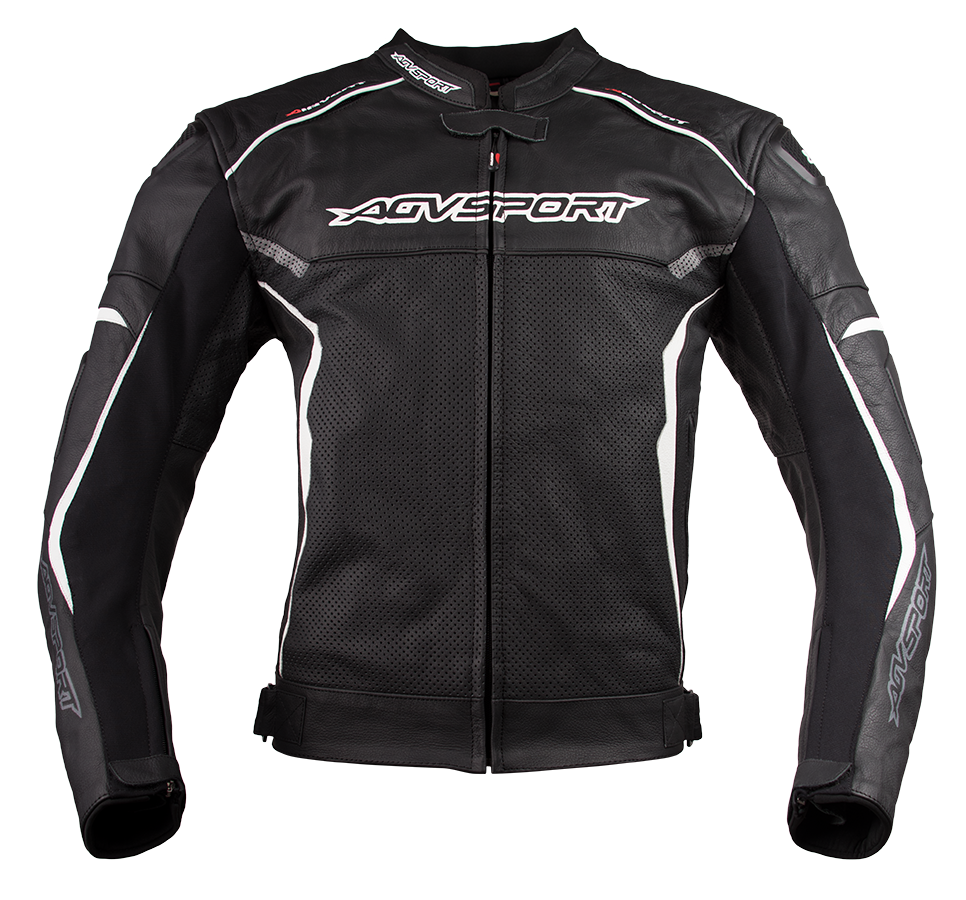 Agvsport Aragon Leather Performance Jacket Black White 052